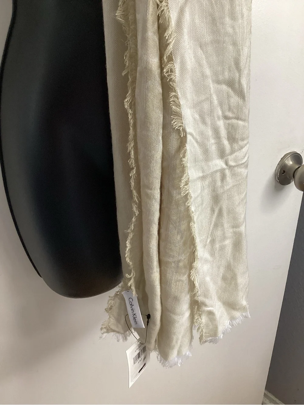 Calvin Klein Cream Logo Jacquard Scarf